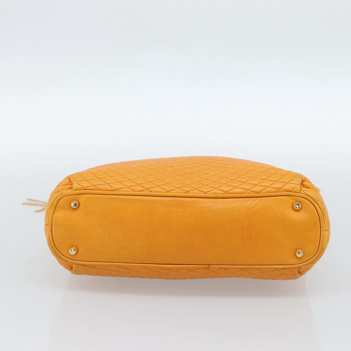 BALLY Chain Shoulder Bag Leather Orange Gold Auth 184515