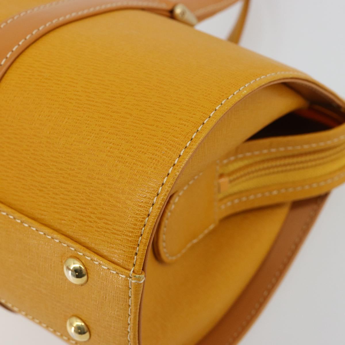 BURBERRY Hand Bag Leather Beige Gold Auth 184517A