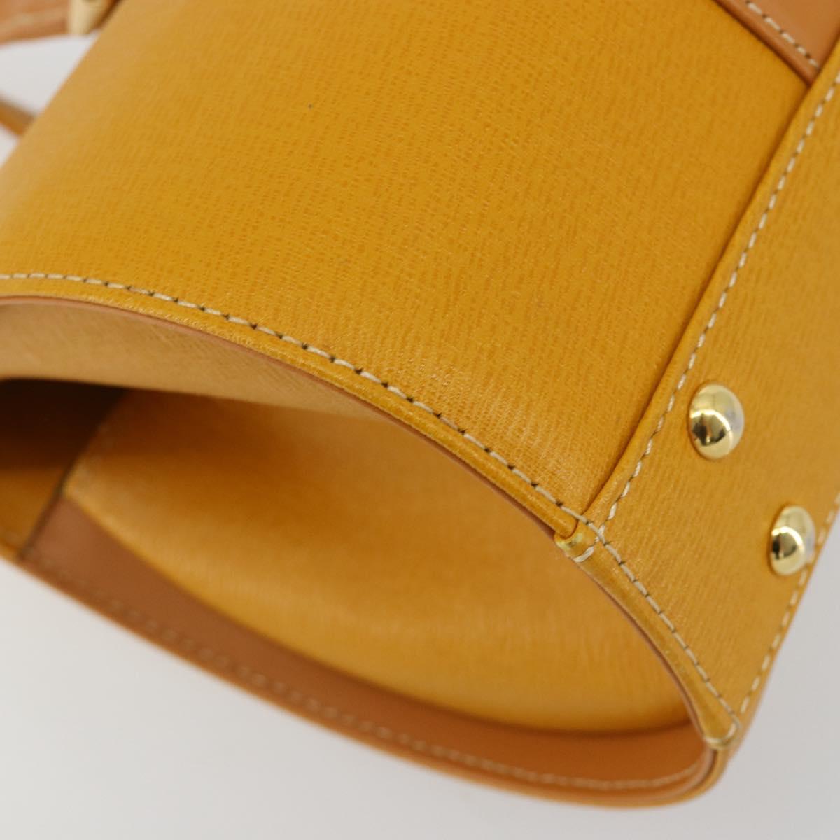 BURBERRY Hand Bag Leather Beige Gold Auth 184517A