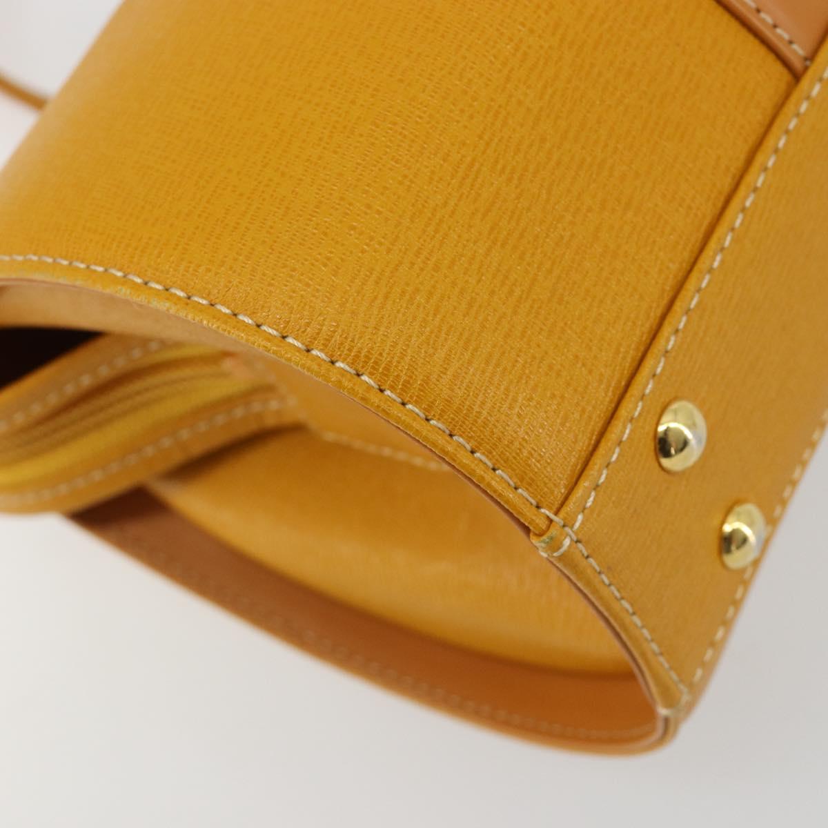 BURBERRY Hand Bag Leather Beige Gold Auth 184517A