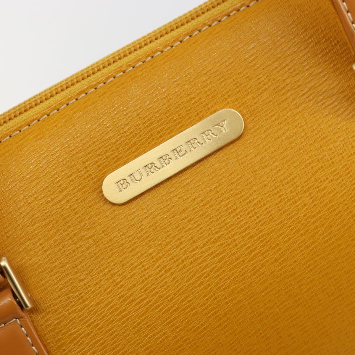 BURBERRY Hand Bag Leather Beige Gold Auth 184517A