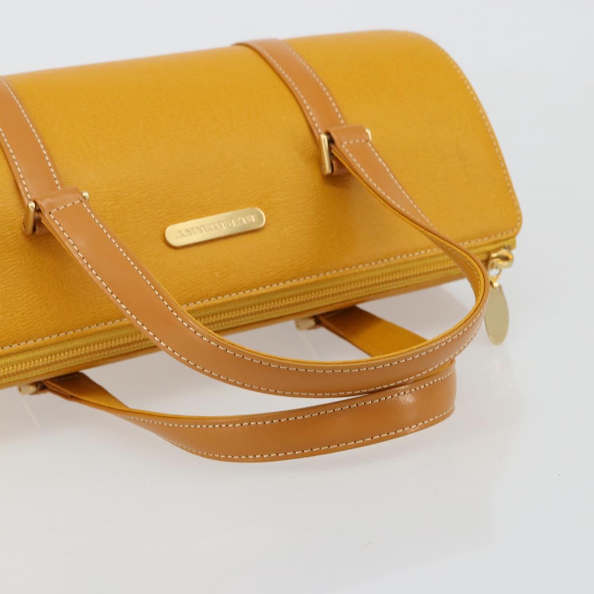 BURBERRY Hand Bag Leather Beige Gold Auth 184517A