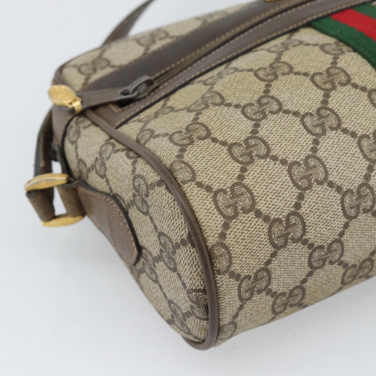 GUCCI GG Supreme Web Sherry Line Bag PVC Beige Gold 75 02 004 Auth 184518