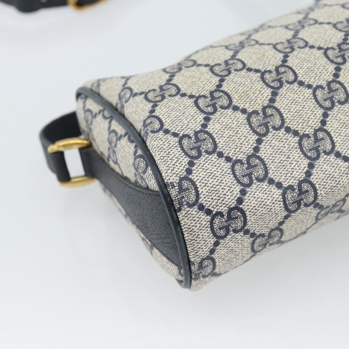 GUCCI GG Supreme Sherry Line Shoulder Bag PVC Navy Gold 89 02 018 Auth 184519