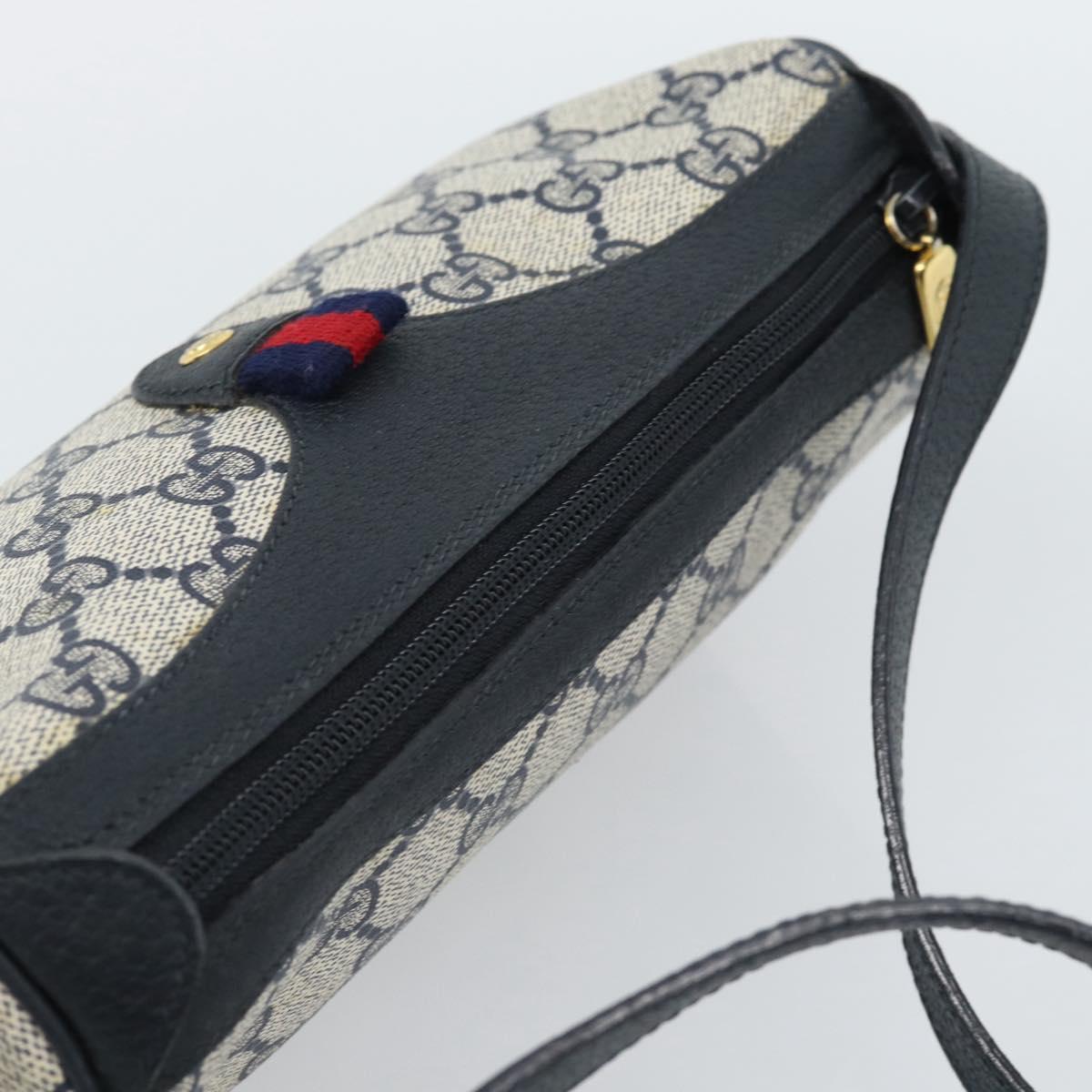 GUCCI GG Supreme Sherry Line Shoulder Bag PVC Navy Gold 89 02 018 Auth 184519