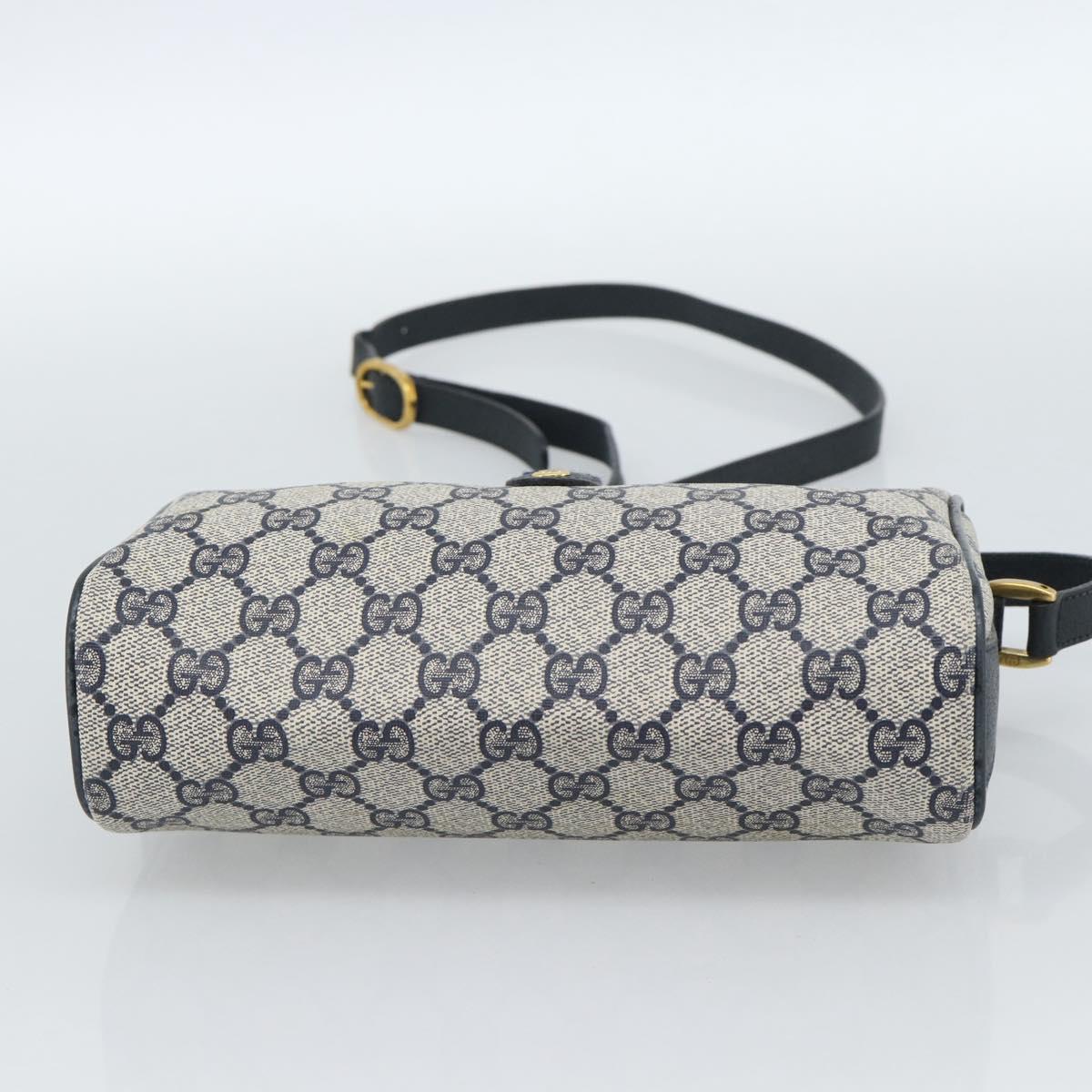GUCCI GG Supreme Sherry Line Shoulder Bag PVC Navy Gold 89 02 018 Auth 184519