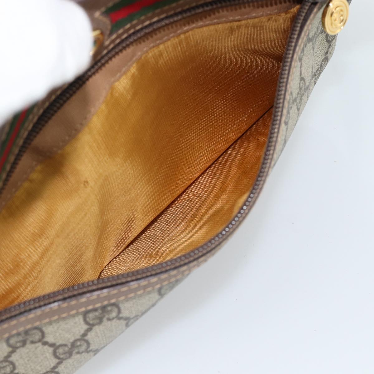 GUCCI GG Supreme Web Sherry Line Shoulder Bag Beige Gold 001 44 6472 Auth 184520