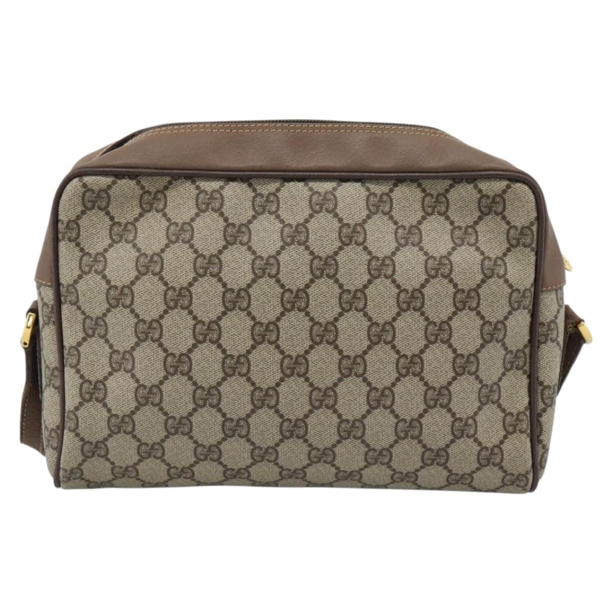 GUCCI GG Supreme Web Sherry Line Shoulder Bag Beige Gold 001 44 6472 Auth 184520