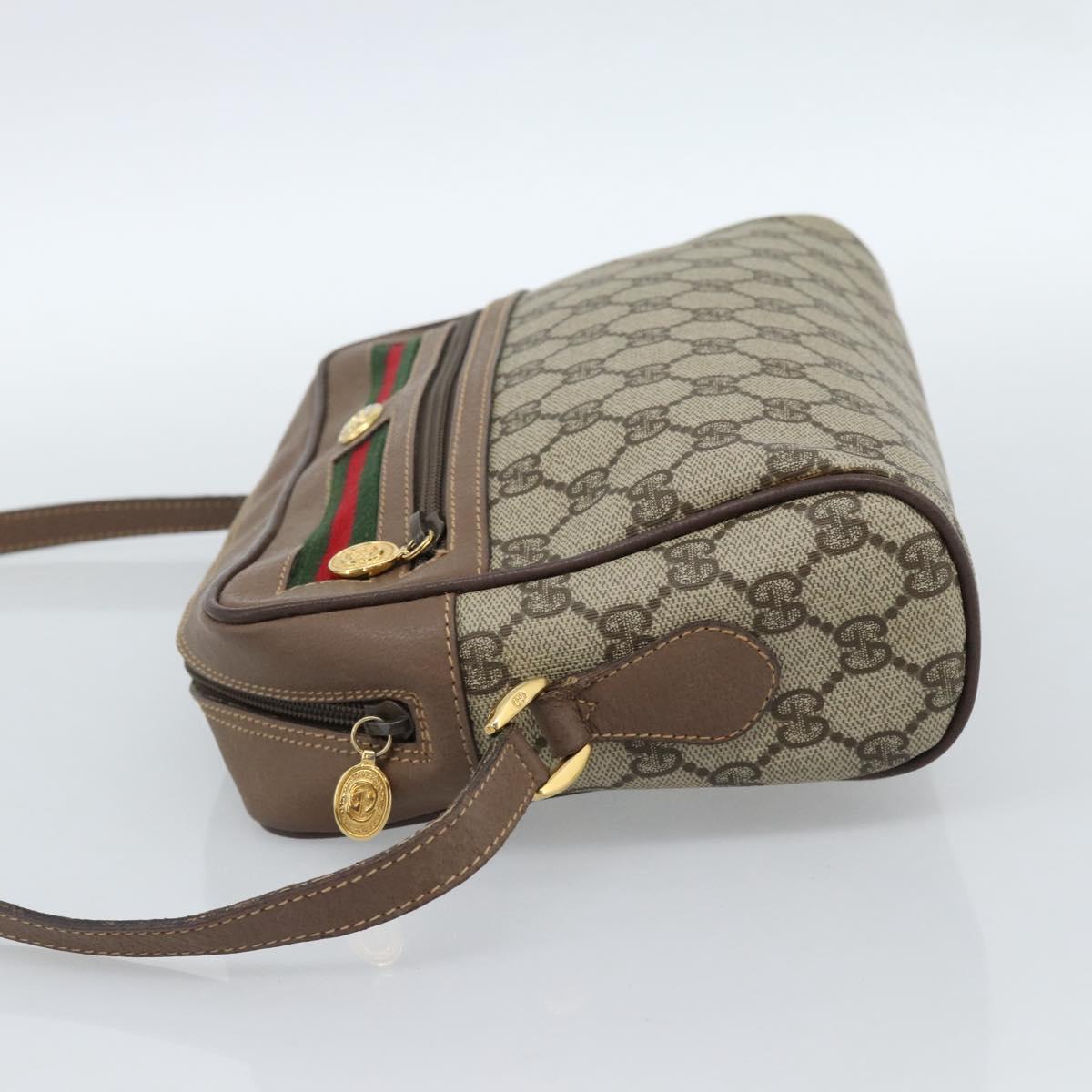 GUCCI GG Supreme Web Sherry Line Shoulder Bag Beige Gold 001 44 6472 Auth 184520