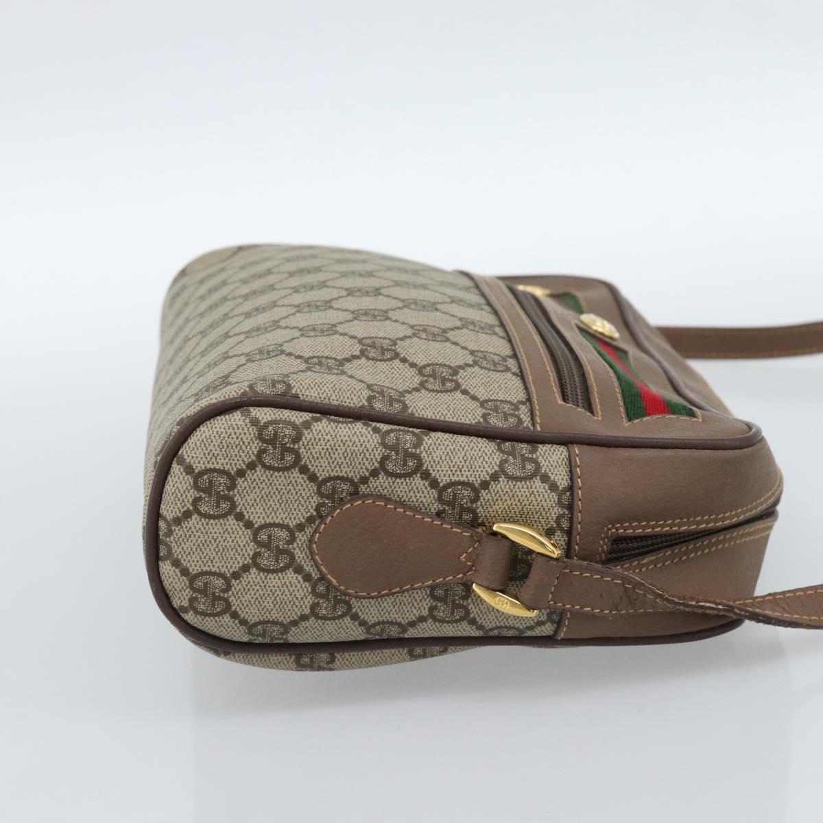 GUCCI GG Supreme Web Sherry Line Shoulder Bag Beige Gold 001 44 6472 Auth 184520