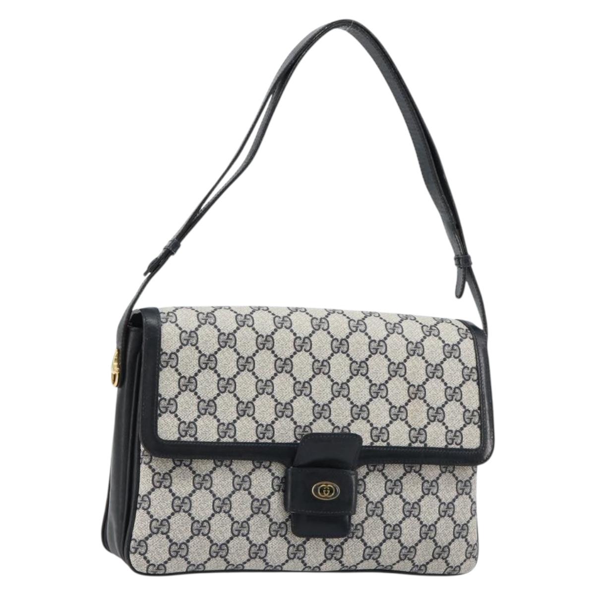 GUCCI GG Supreme Shoulder Bag PVC Navy Gold 14 01 4084 Auth 184523