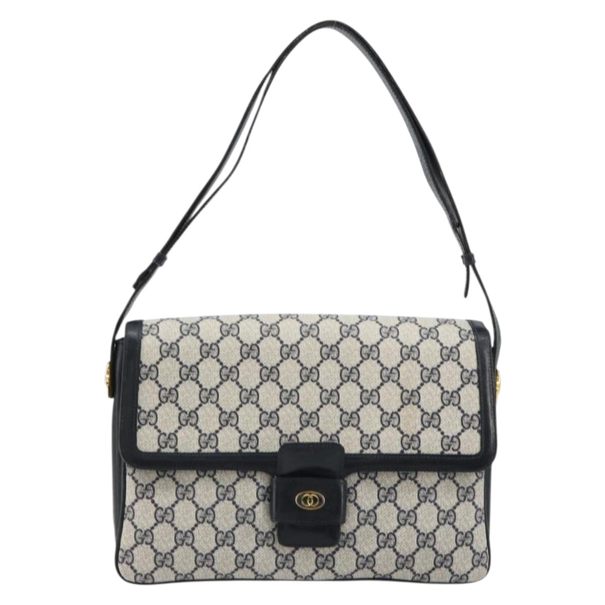 GUCCI GG Supreme Shoulder Bag PVC Navy Gold 14 01 4084 Auth 184523