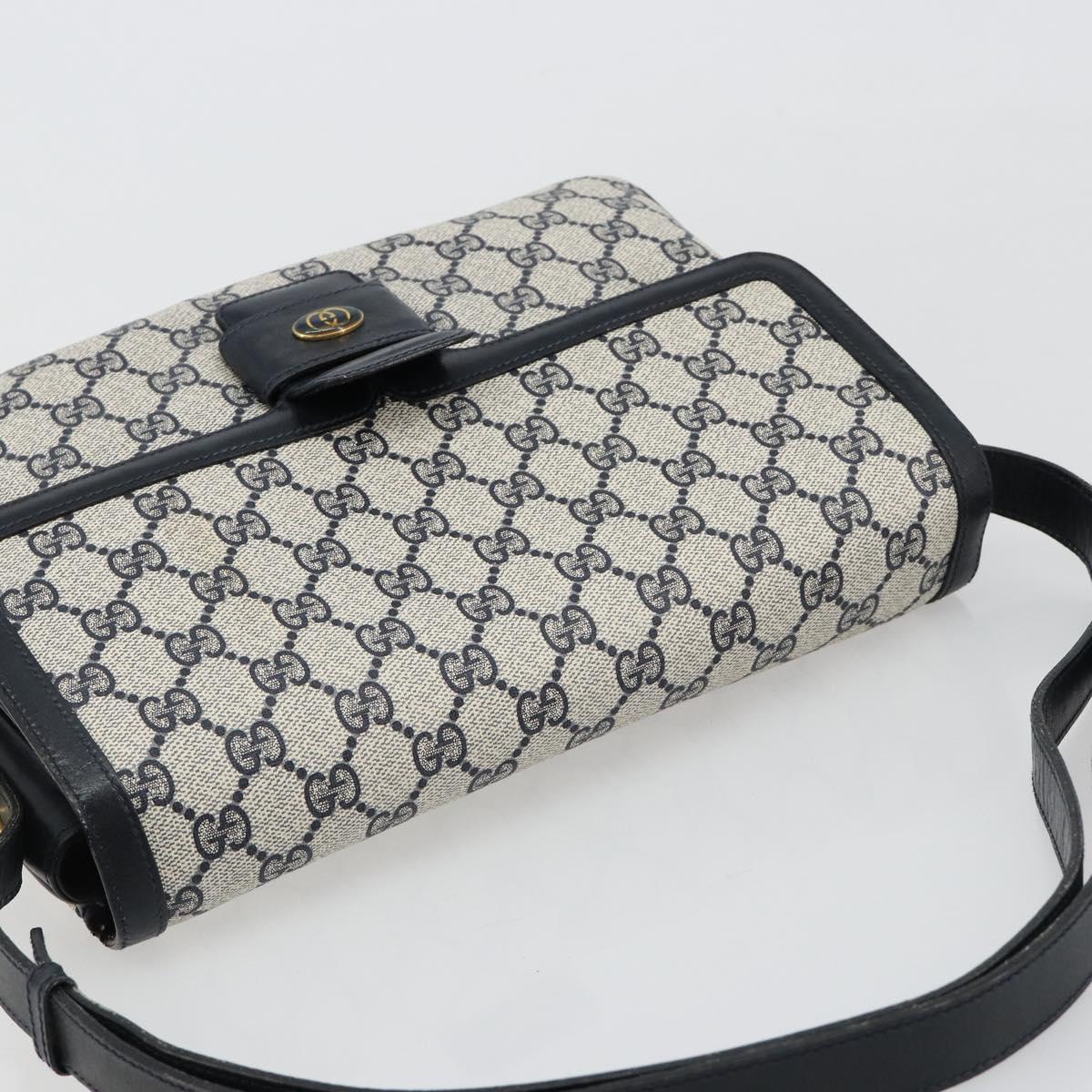 GUCCI GG Supreme Shoulder Bag PVC Navy Gold 14 01 4084 Auth 184523