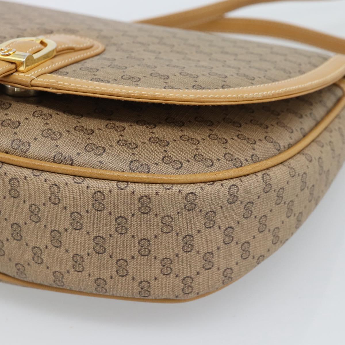 GUCCI Micro GG Supreme Shoulder Bag PVC Beige Gold Auth 184524