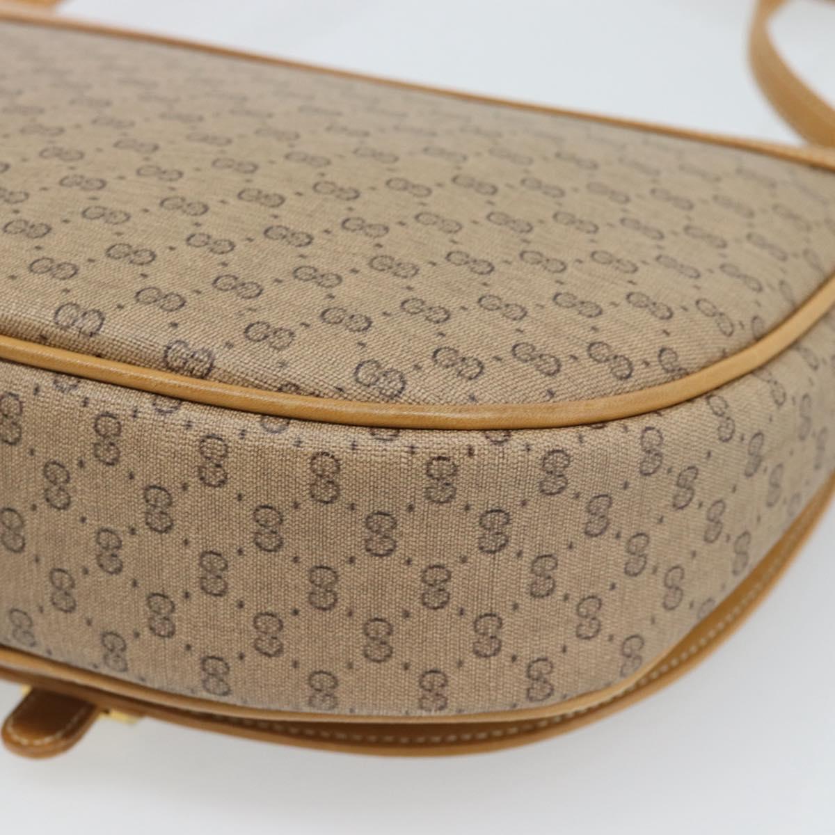 GUCCI Micro GG Supreme Shoulder Bag PVC Beige Gold Auth 184524