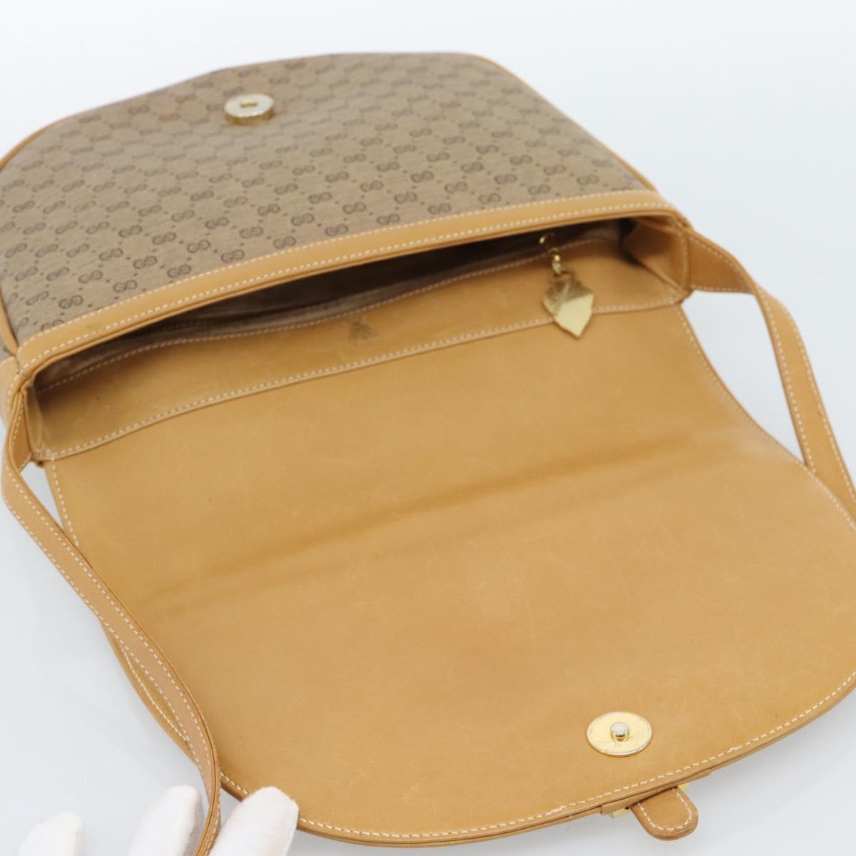 GUCCI Micro GG Supreme Shoulder Bag PVC Beige Gold Auth 184524