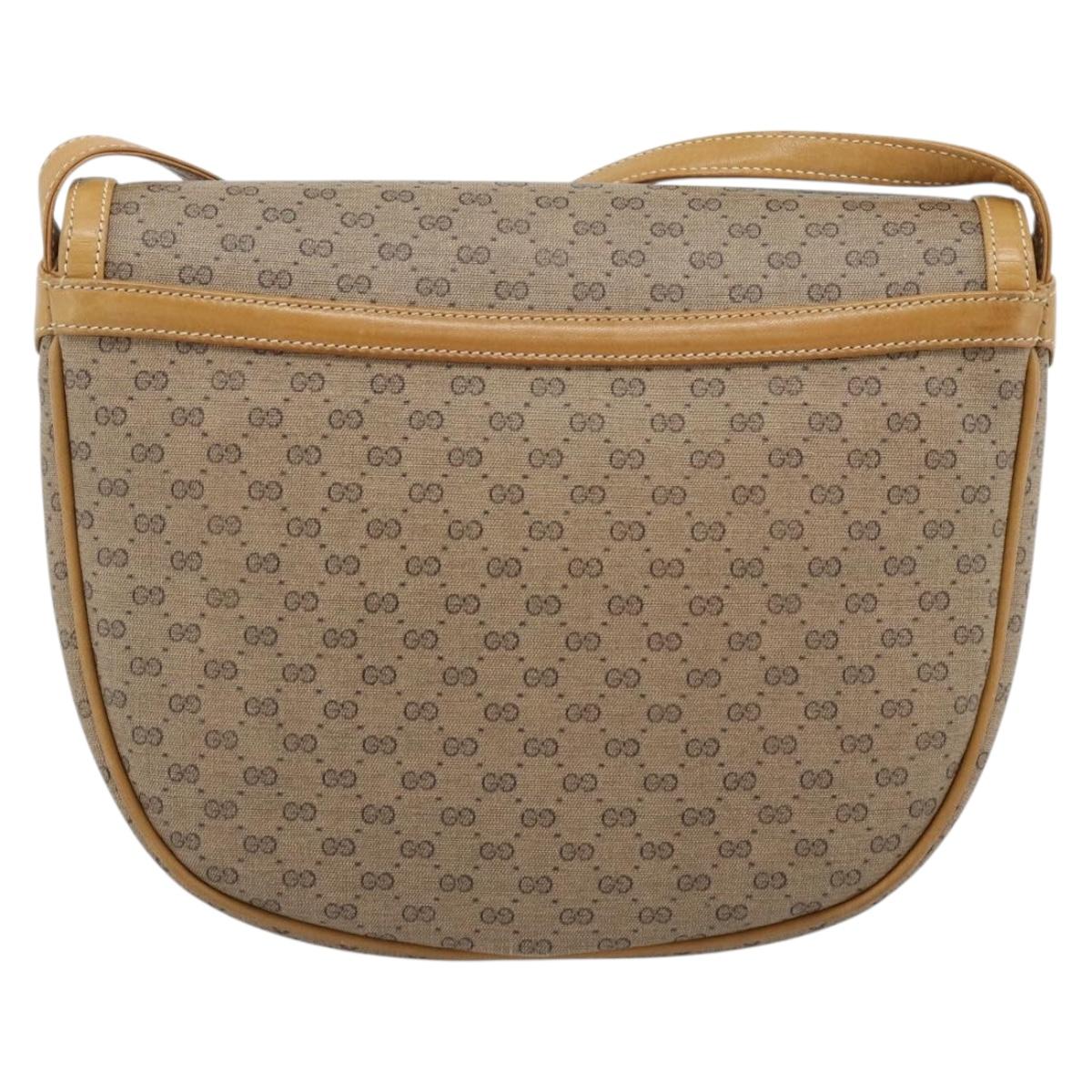 GUCCI Micro GG Supreme Shoulder Bag PVC Beige Gold Auth 184524