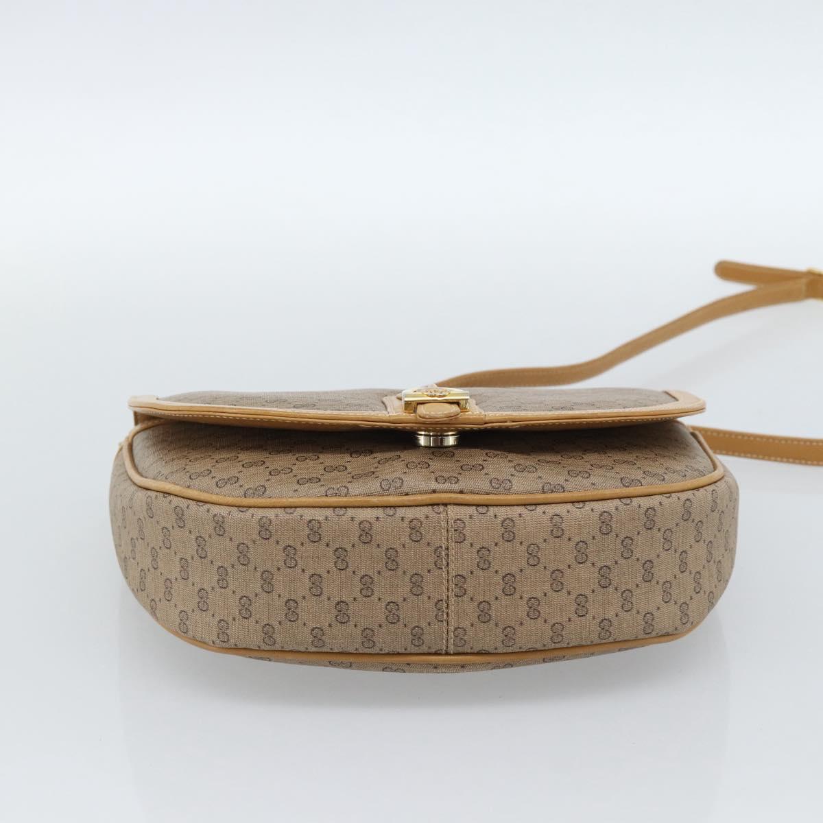 GUCCI Micro GG Supreme Shoulder Bag PVC Beige Gold Auth 184524