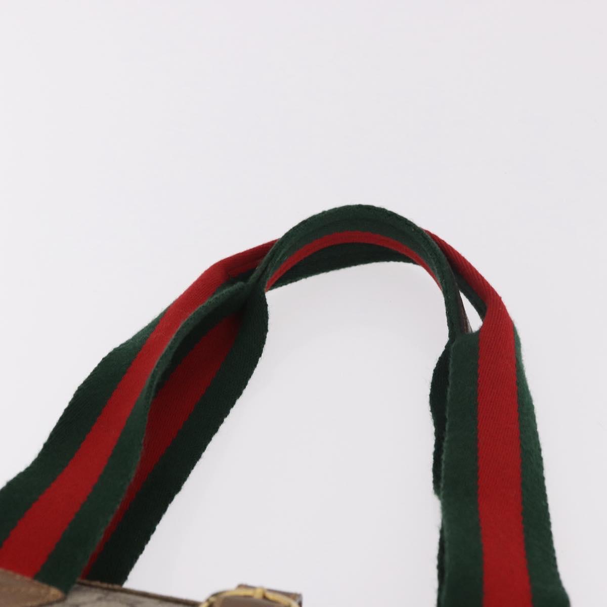 GUCCI GG Supreme Web Sherry Line Boston Bag PVC Beige Red Green Auth 184525