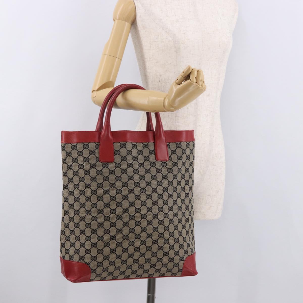 GUCCI GG Canvas Hand Bag Beige Gold 002 1121 1669 Auth 184526