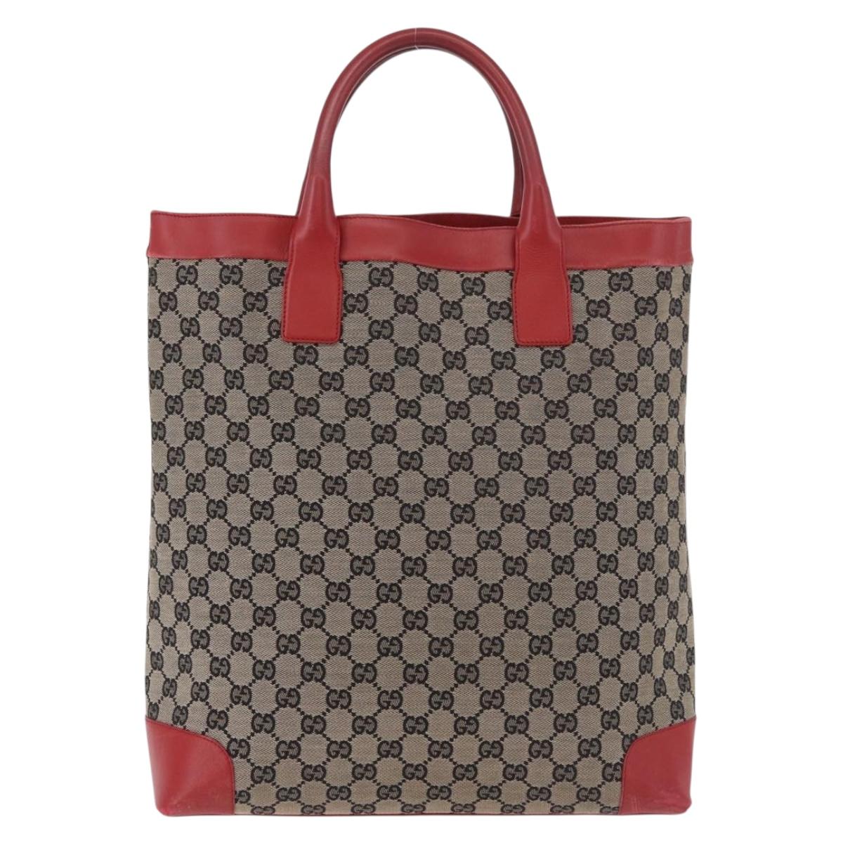 GUCCI GG Canvas Hand Bag Beige Gold 002 1121 1669 Auth 184526
