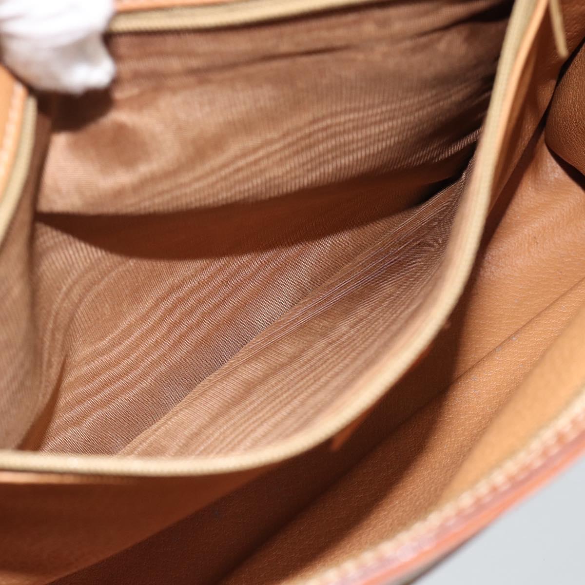 CELINE Macadam Canvas Clutch Bag PVC Leather Brown Gold Auth 184528