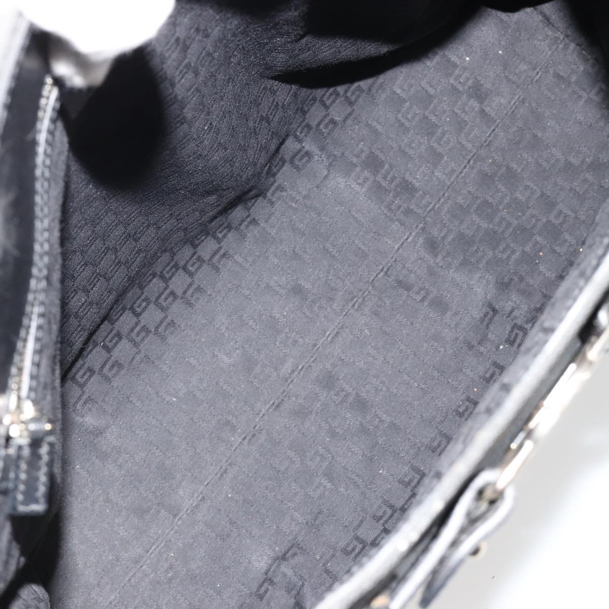 GUCCI Canvas Tote Bag Black Gold 114888 Auth 184529