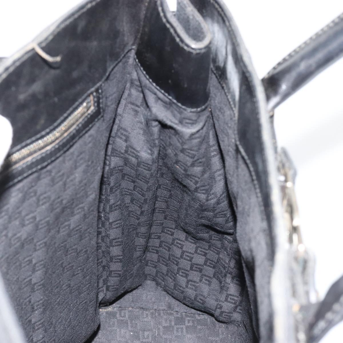 GUCCI Canvas Tote Bag Black Gold 114888 Auth 184529