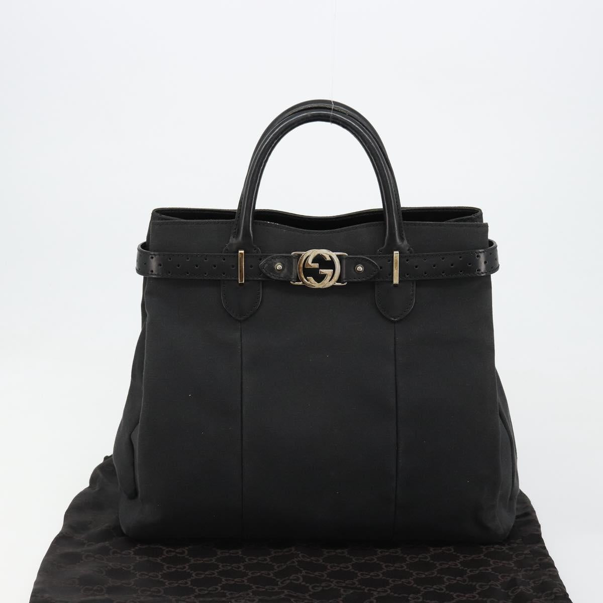 GUCCI Canvas Tote Bag Black Gold 114888 Auth 184529