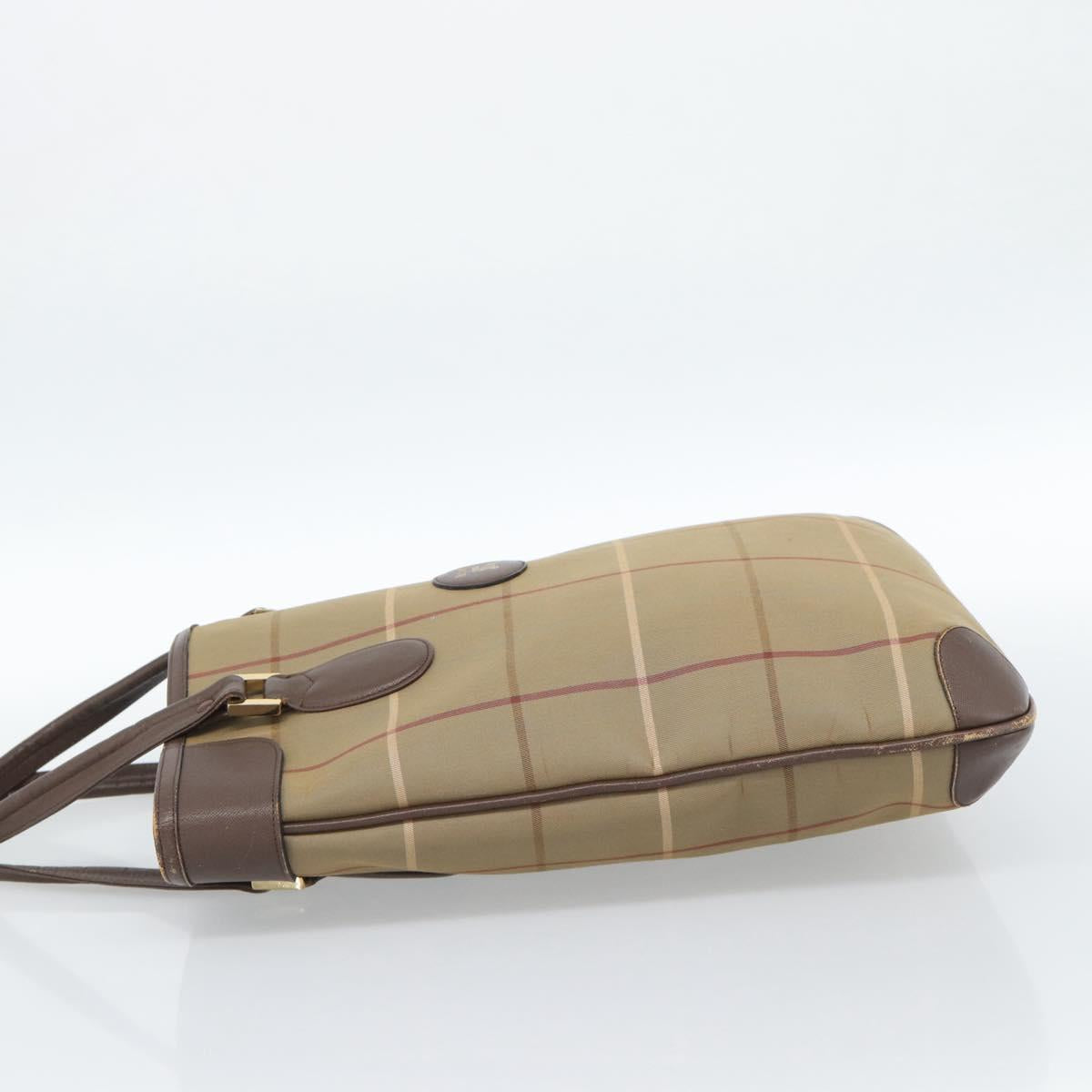 Burberrys Nova Check Tote Bag Canvas Beige Gold Auth 184530