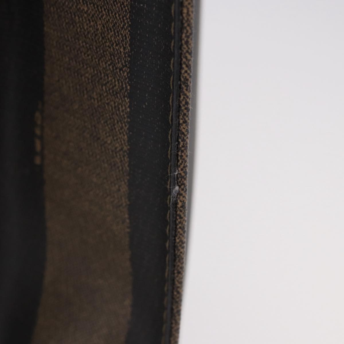 FENDI Pecan Canvas Tote Bag PVC Brown Black Auth 184531A