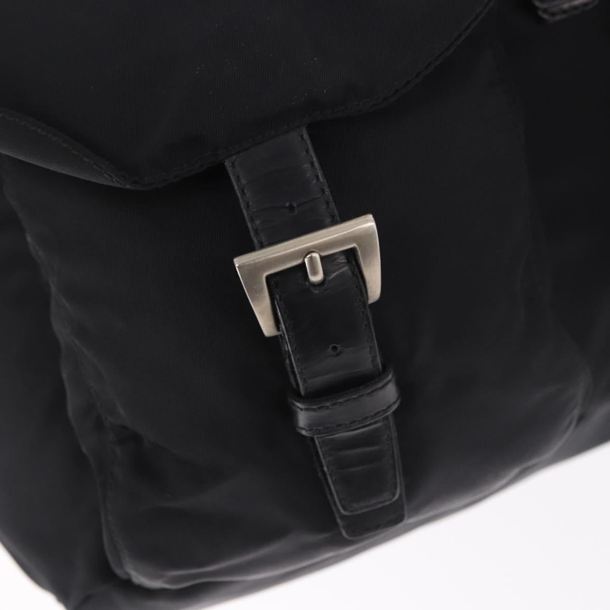 PRADA Backpack Nylon Black Silver Auth 184534A