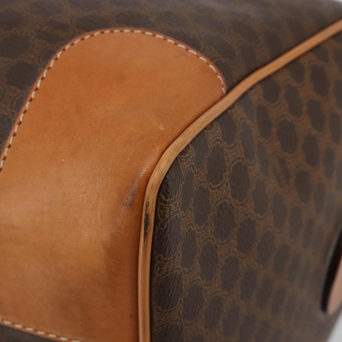 CELINE Macadam Canvas Boston Bag PVC Leather Brown Gold Auth 184535A