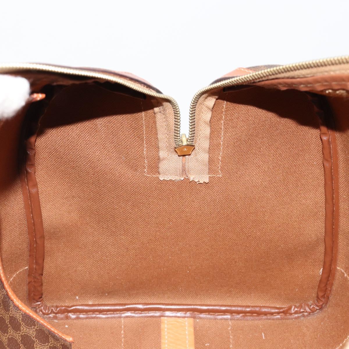CELINE Macadam Canvas Boston Bag PVC Leather Brown Gold Auth 184535A