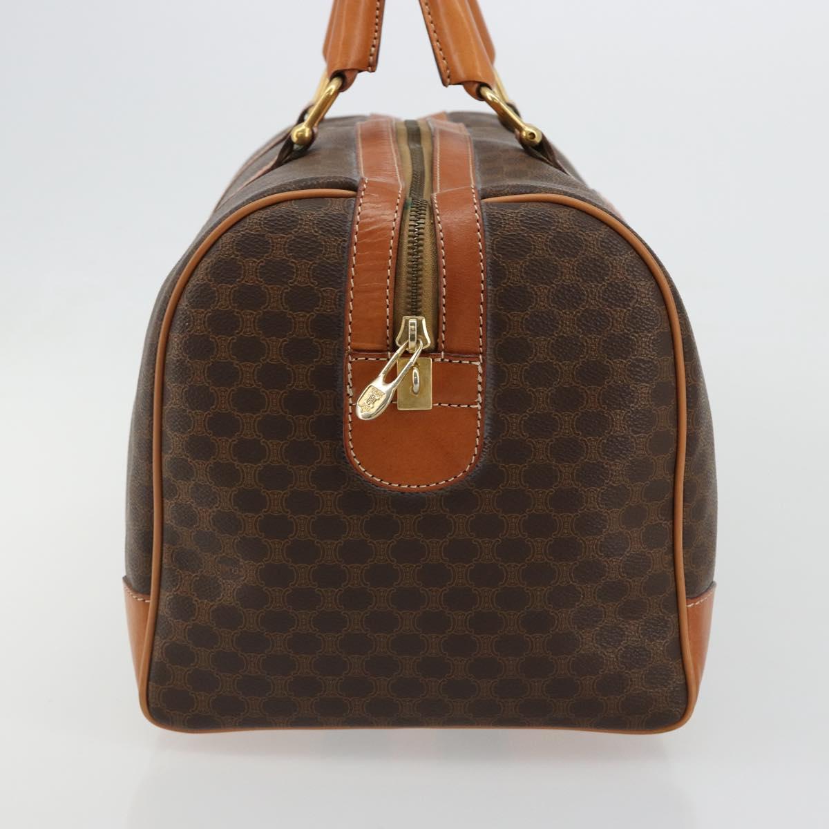 CELINE Macadam Canvas Boston Bag PVC Leather Brown Gold Auth 184535A