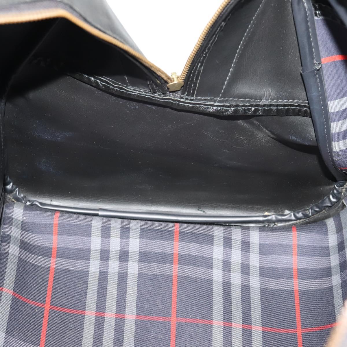 Burberrys Nova Check Boston Bag Canvas Navy Gold Auth 184536