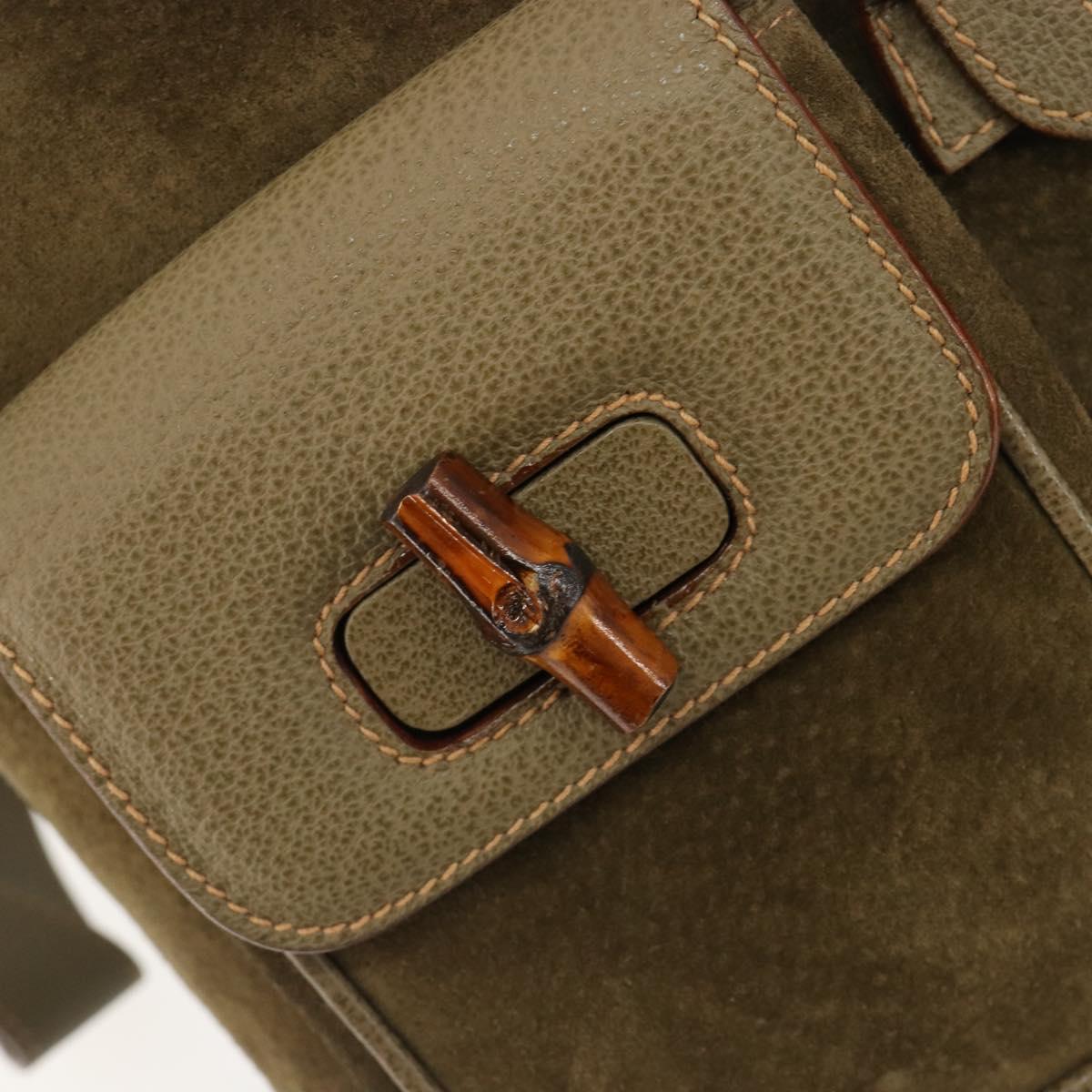 GUCCI Backpack Suede Khaki Gold 003 2058 0016 Auth 184537A