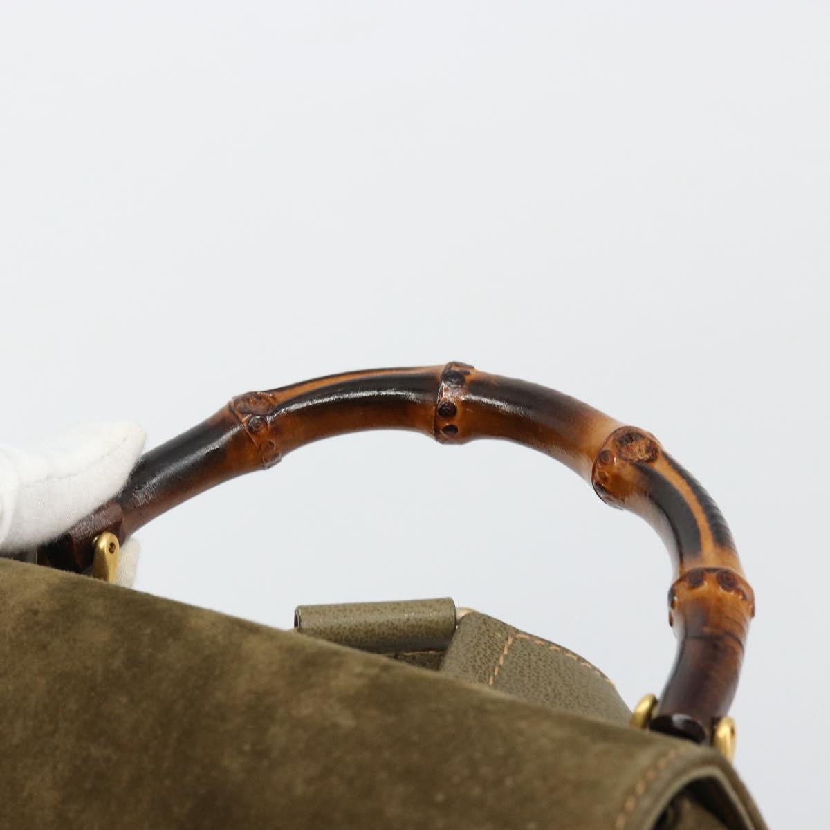 GUCCI Backpack Suede Khaki Gold 003 2058 0016 Auth 184537A
