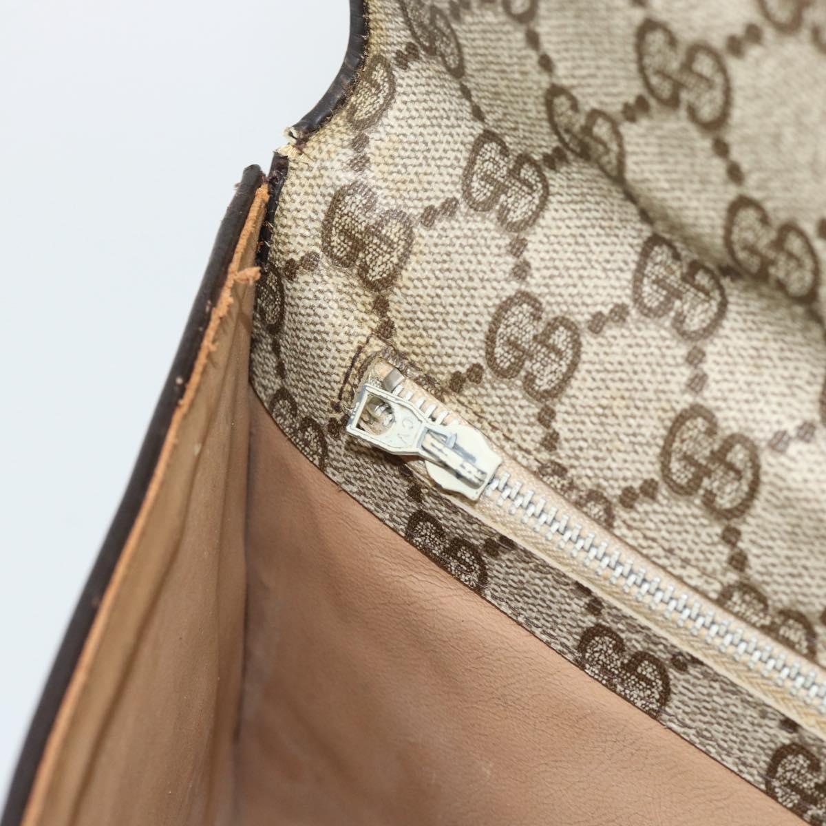 GUCCI GG Supreme Clutch Bag PVC Beige Gold Auth 184538