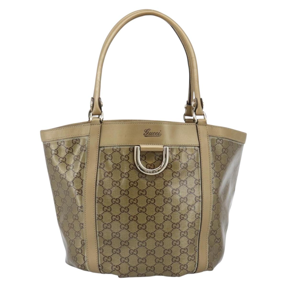 GUCCI GG Crystal Abbey Tote Bag Coated Canvas Gold 211982 Auth 184542
