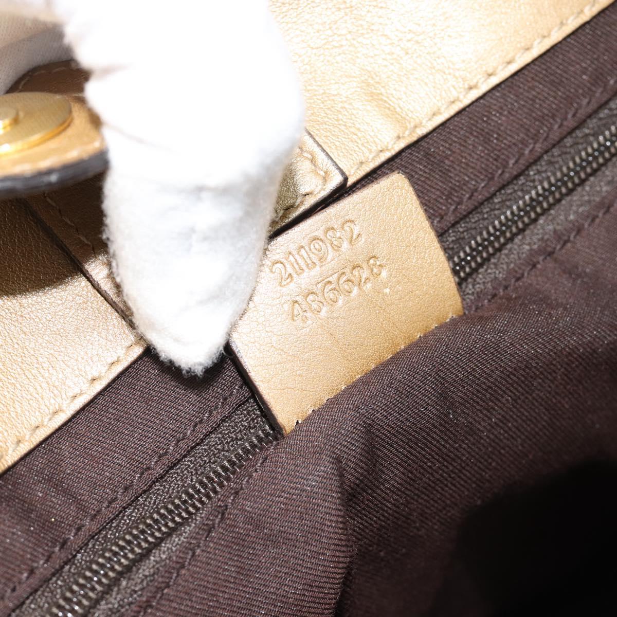 GUCCI GG Crystal Abbey Tote Bag Coated Canvas Gold 211982 Auth 184542