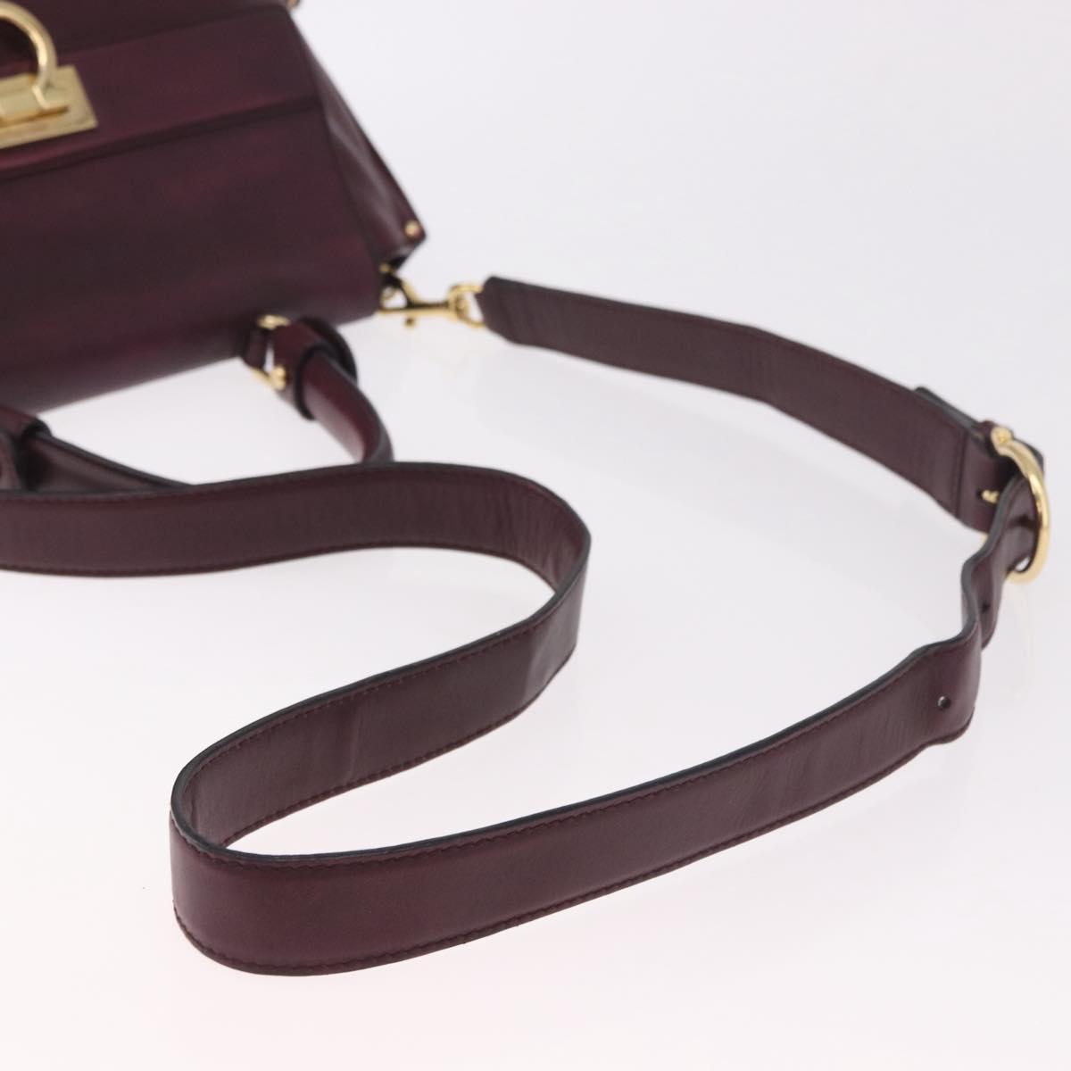 Salvatore Ferragamo Sofia Gancini Hand Bag Leather 2way Purple Gold Auth 184543