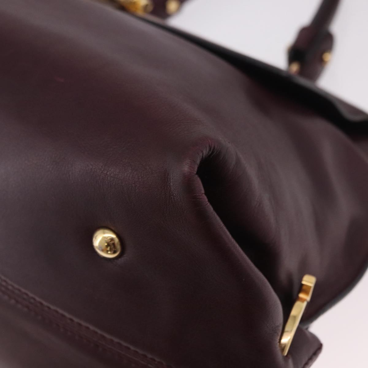Salvatore Ferragamo Sofia Gancini Hand Bag Leather 2way Purple Gold Auth 184543