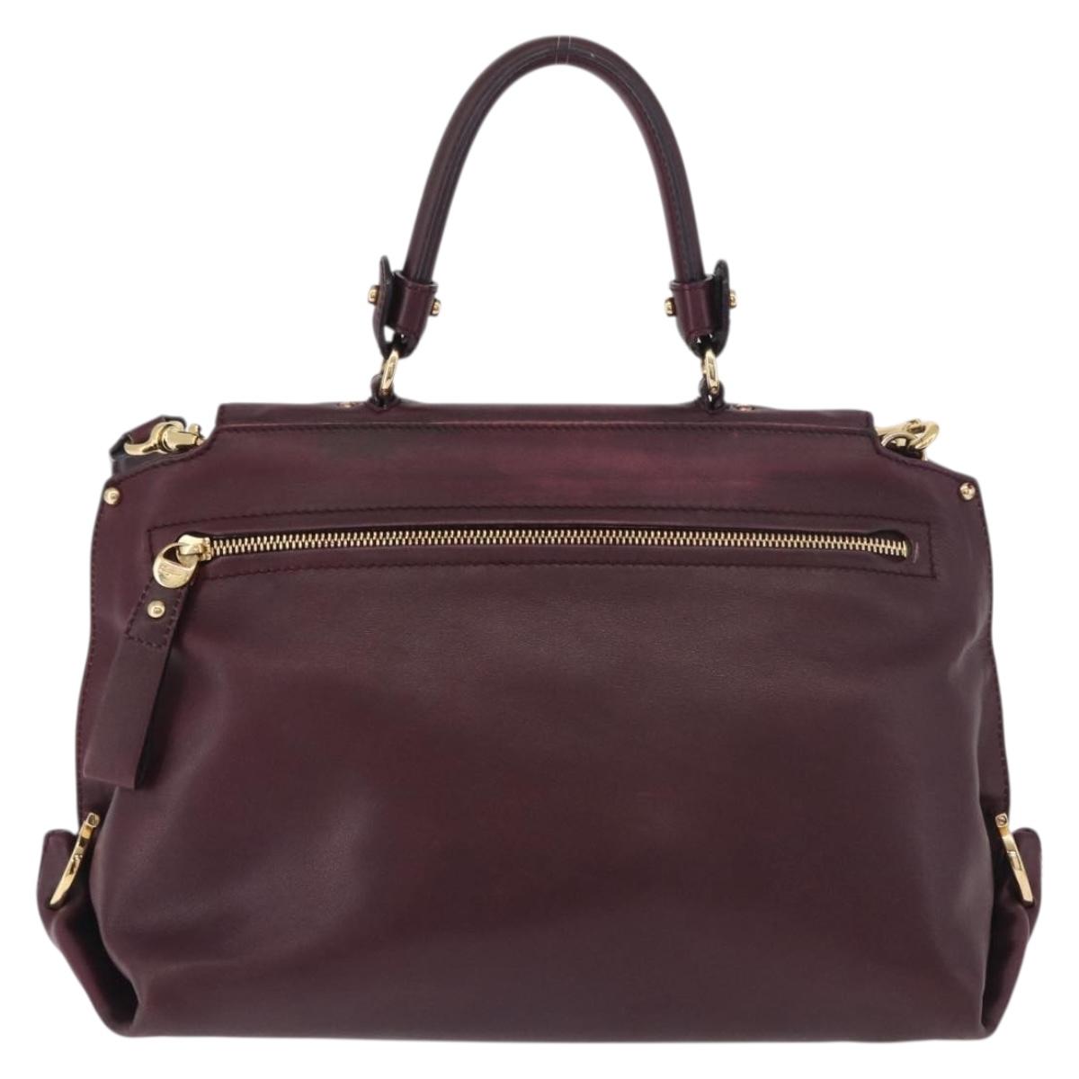 Salvatore Ferragamo Sofia Gancini Hand Bag Leather 2way Purple Gold Auth 184543
