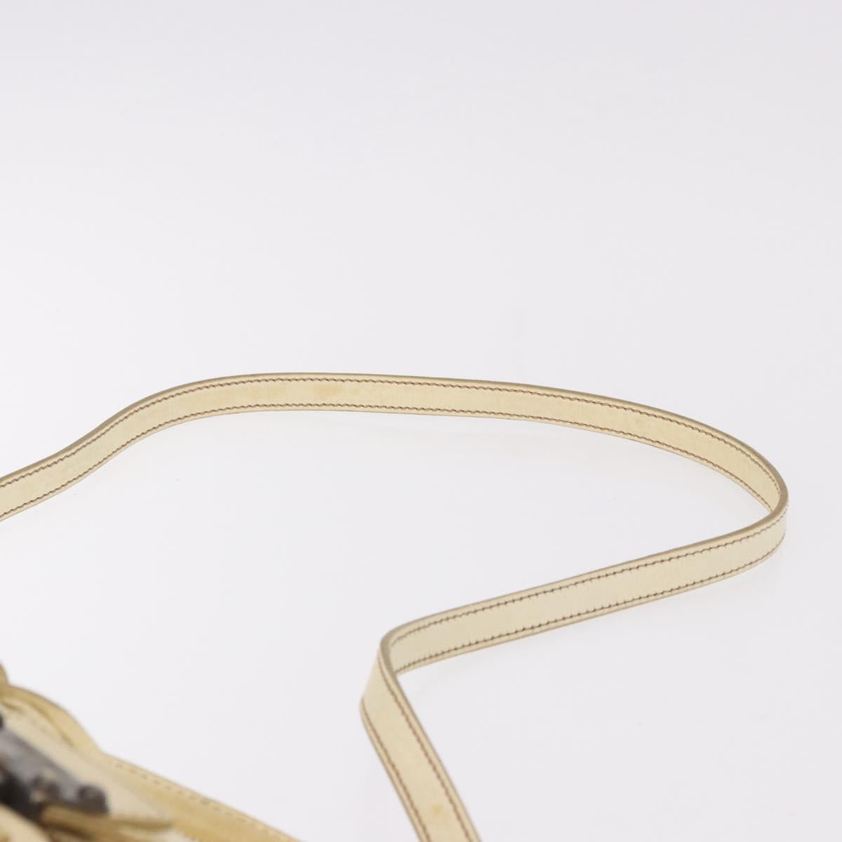 Miu Miu Hand Bag Leather 2way Ivory Gold Auth 184544A