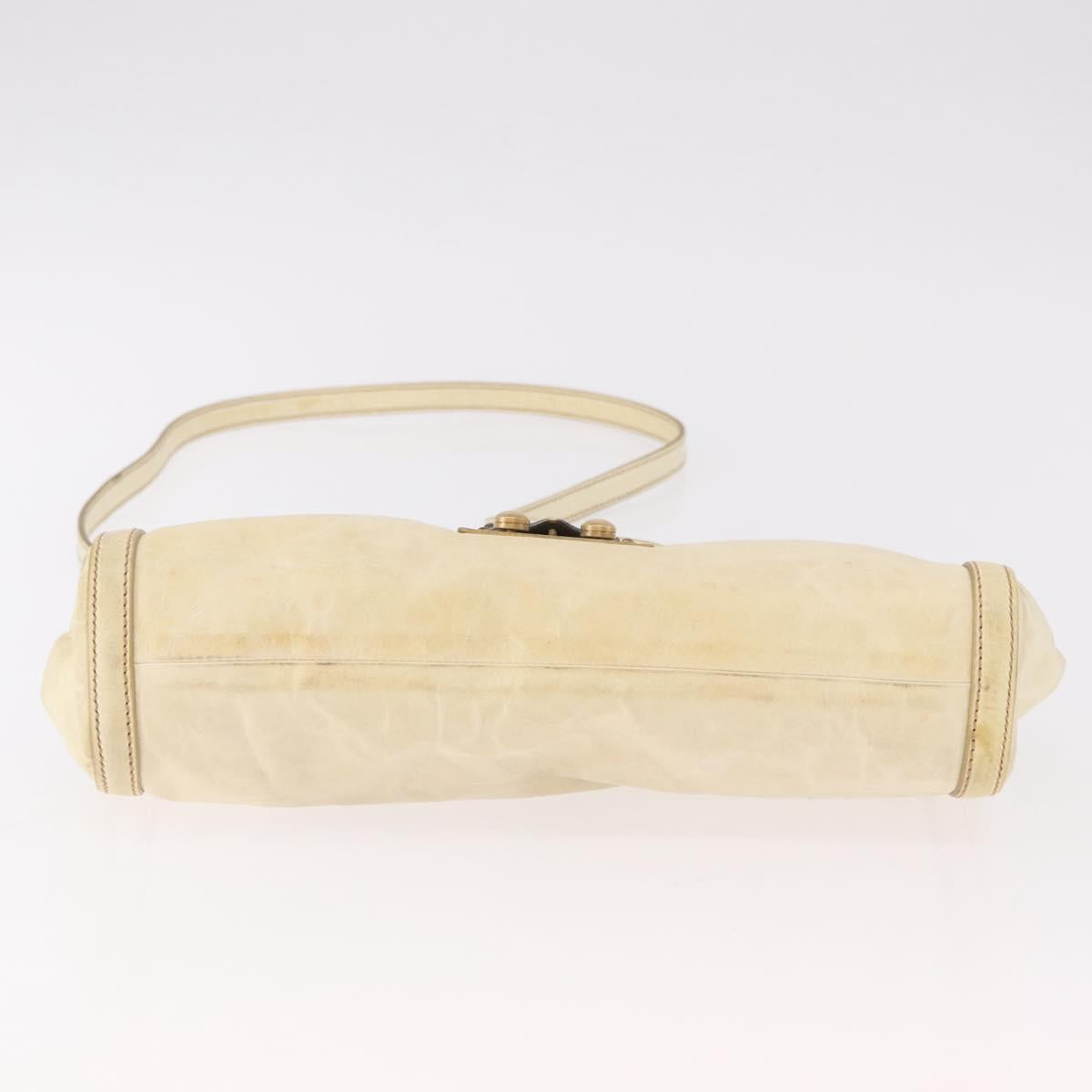 Miu Miu Hand Bag Leather 2way Ivory Gold Auth 184544A