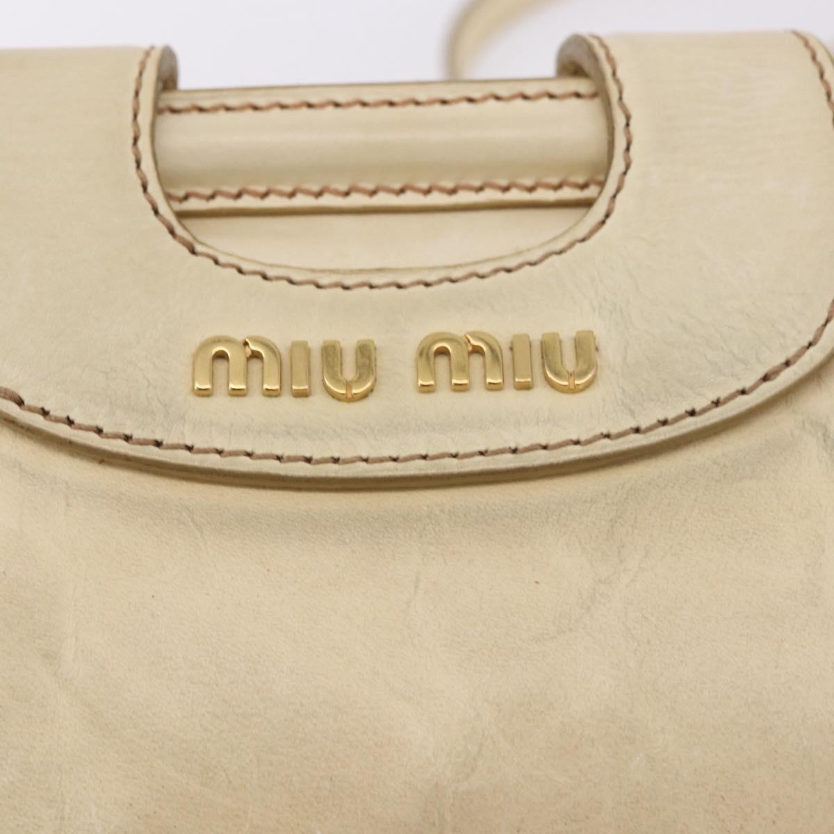 Miu Miu Hand Bag Leather 2way Ivory Gold Auth 184544A