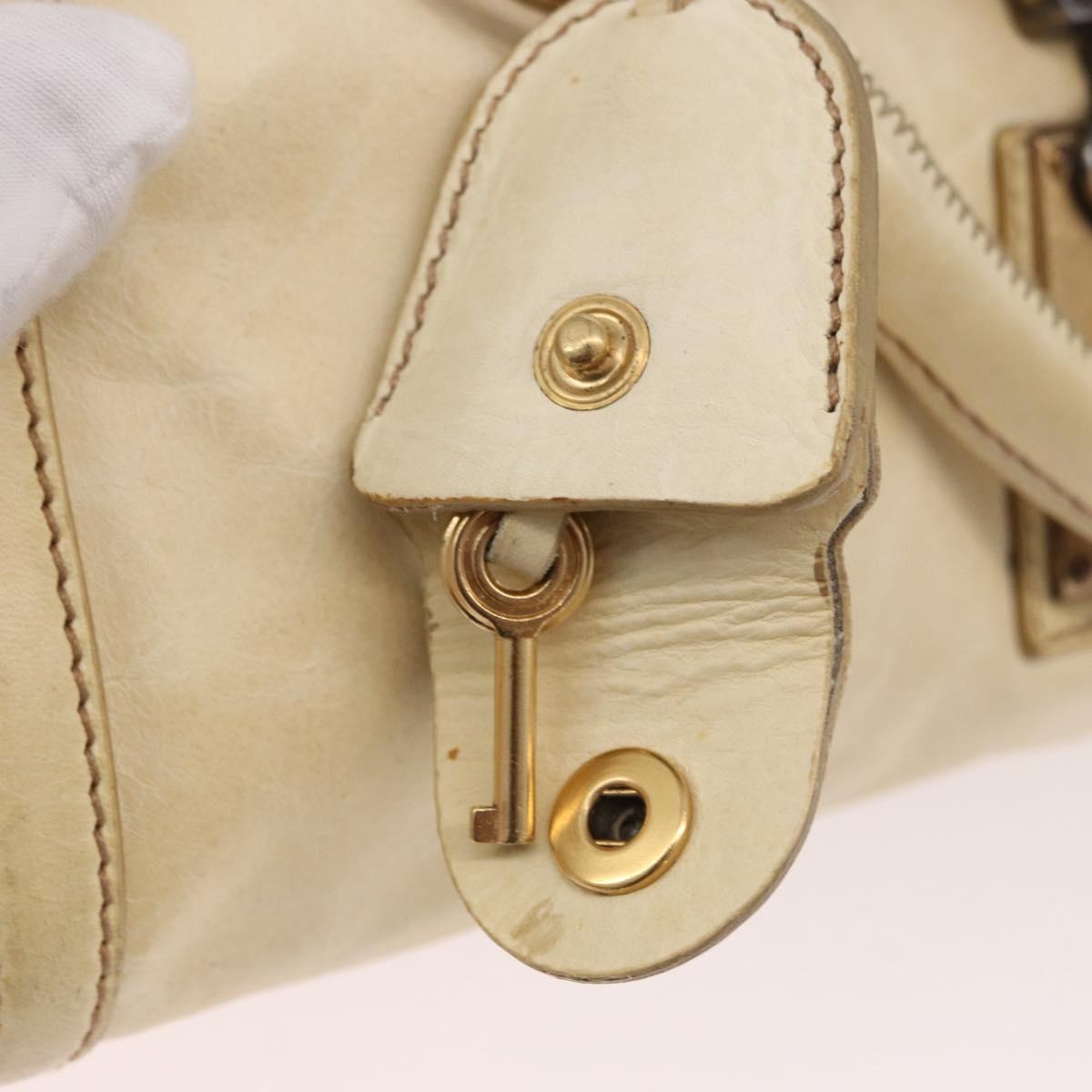 Miu Miu Hand Bag Leather 2way Ivory Gold Auth 184544A