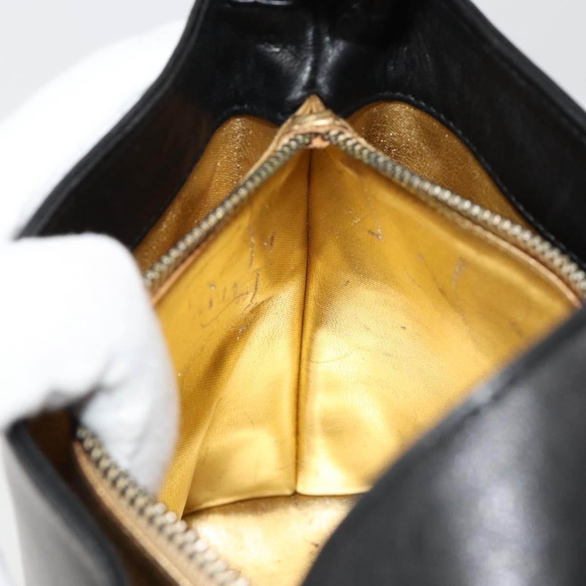 Salvatore Ferragamo Shoulder Bag Leather Black Gold Auth 184545