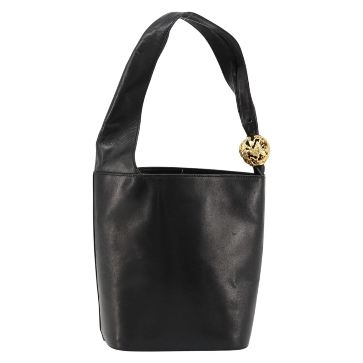 Salvatore Ferragamo Shoulder Bag Leather Black Gold Auth 184545
